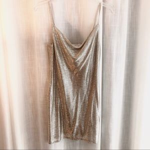 TOPSHOP-Gold Shimmer Cowl Neck Dress- Size 2 (NWT)